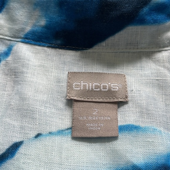 Chico’s Linen Tunic Length Blouse - Picture 3 of 9